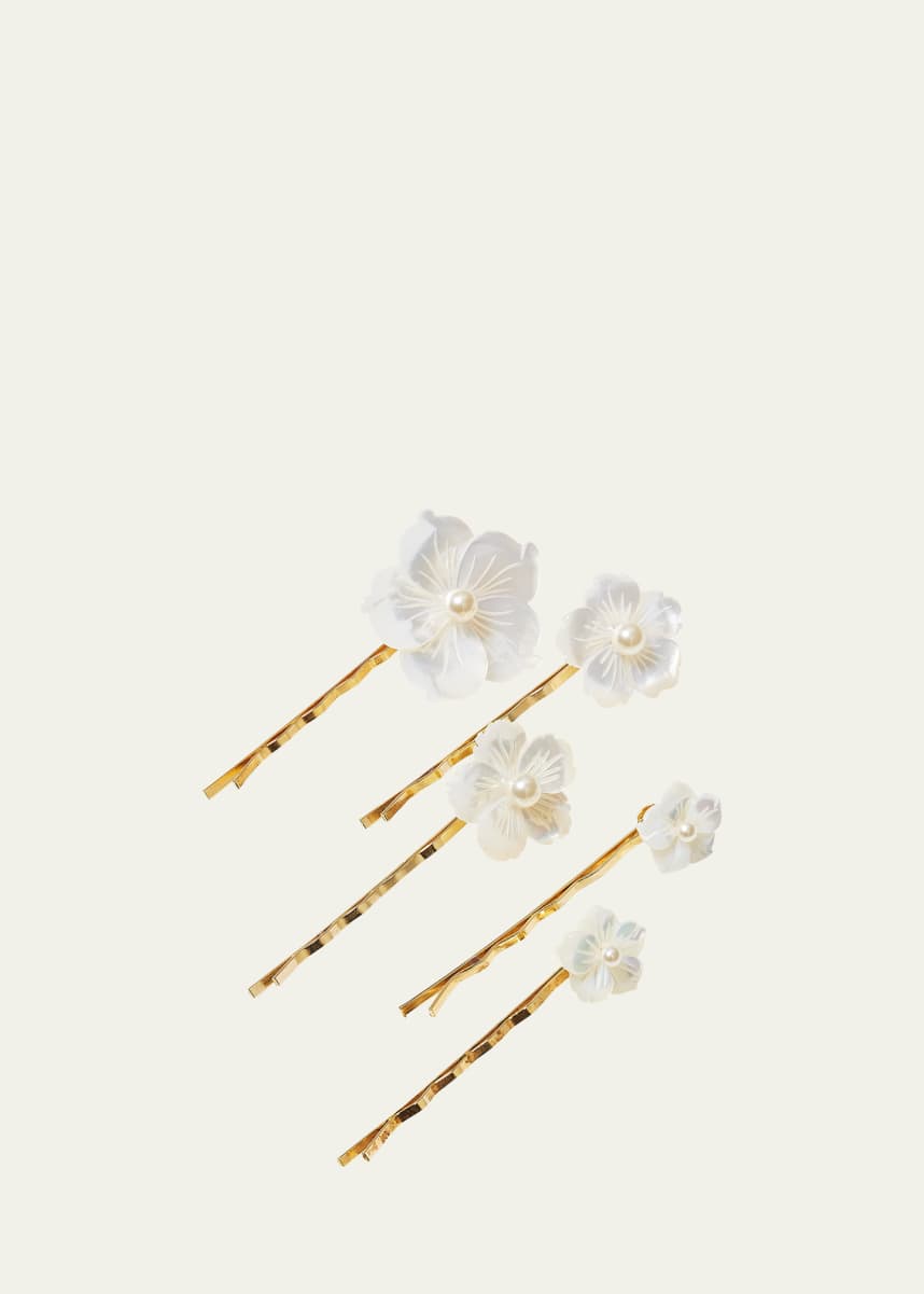 Jennifer Behr Zinnia Floral Bobby Pins, Set of 5