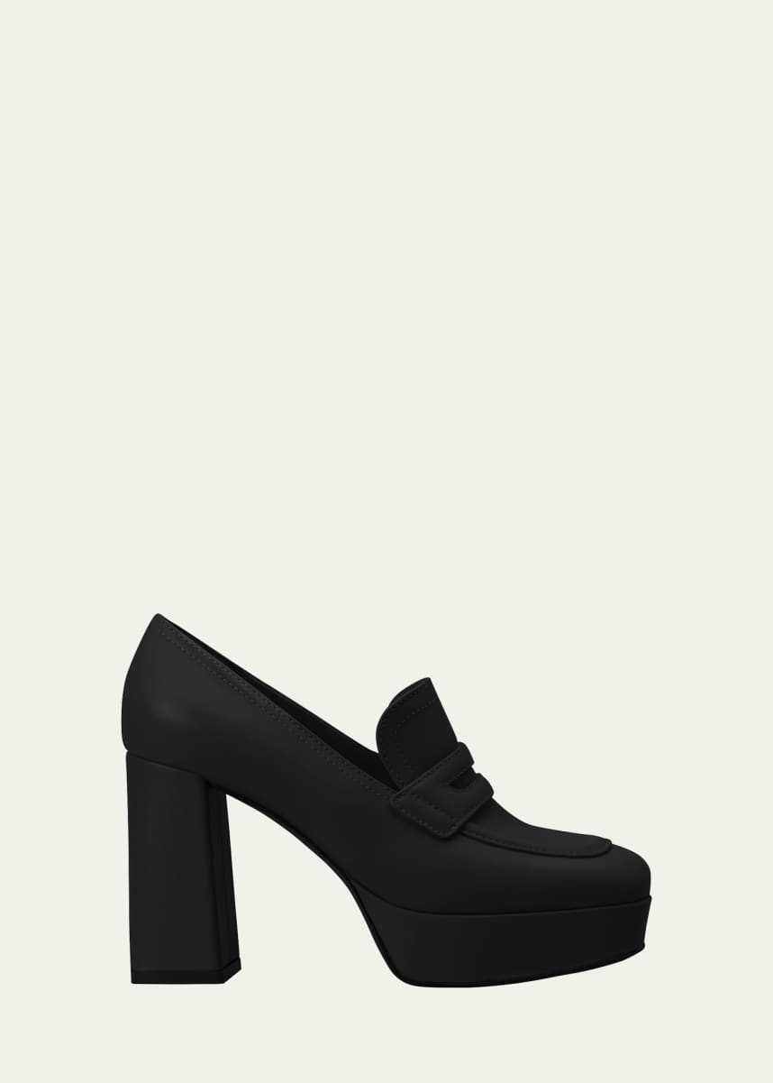 Gianvito Rossi Calfskin Platform Penny Loafers
