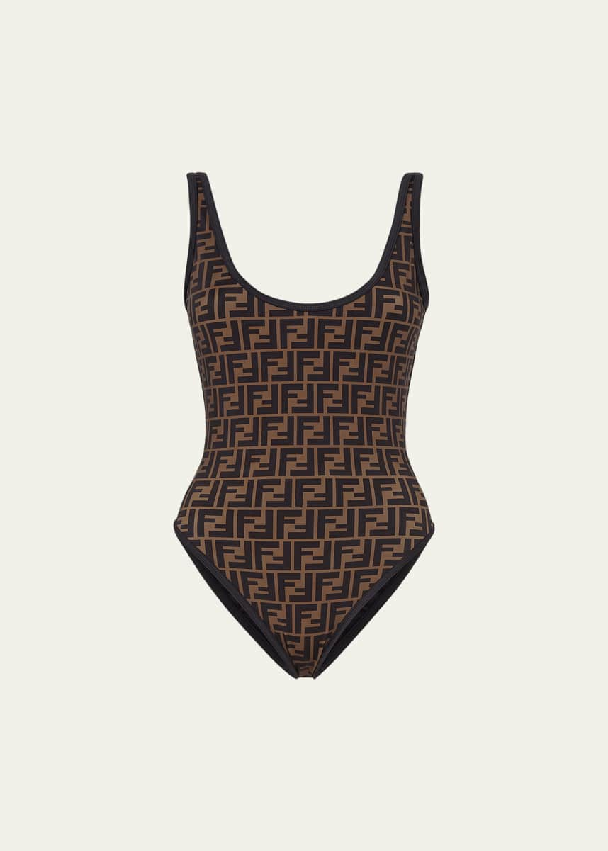 Fendi FF Logo Scoop-Back One-Piece Swimsuit