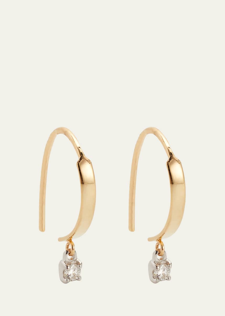 Lana Mini Flat Hooked on Hoop Earrings with Dangle Diamonds