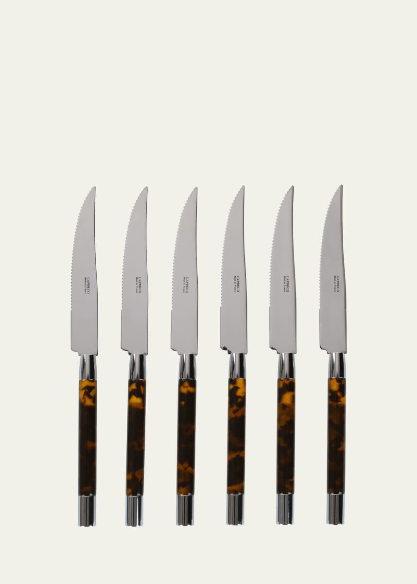 Capdeco Conty 6-Piece Steak Knives, Tortoise