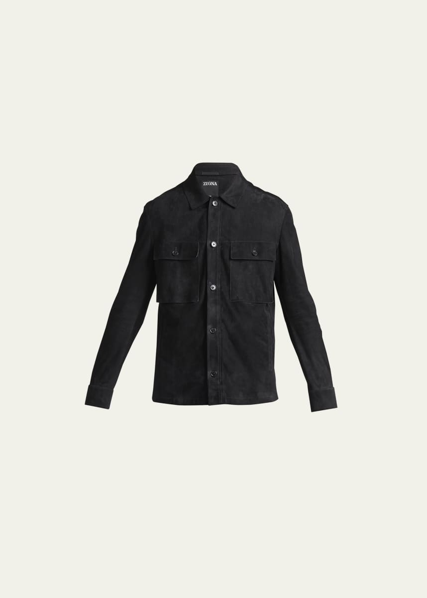 ZEGNA Men's Suede Leather Overshirt Jacket