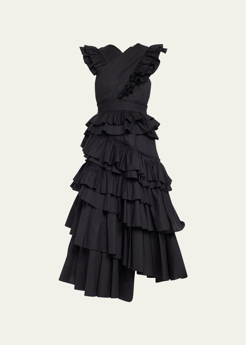 Ulla Johnson Aurore Tiered Ruffle Crisscross Dress