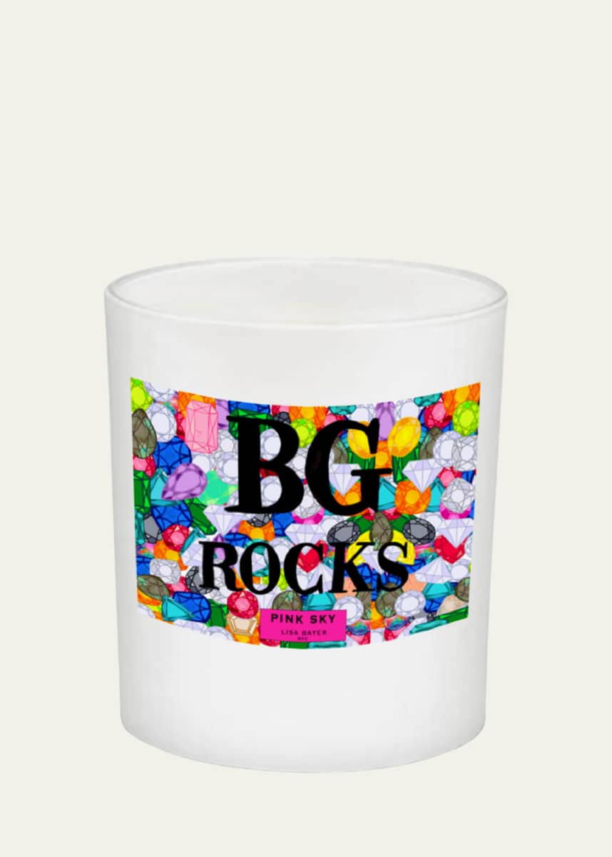 Lisa Bayer 12 Oz. BG Rocks Scented Candle in White Vessel, Pink Sky Scent