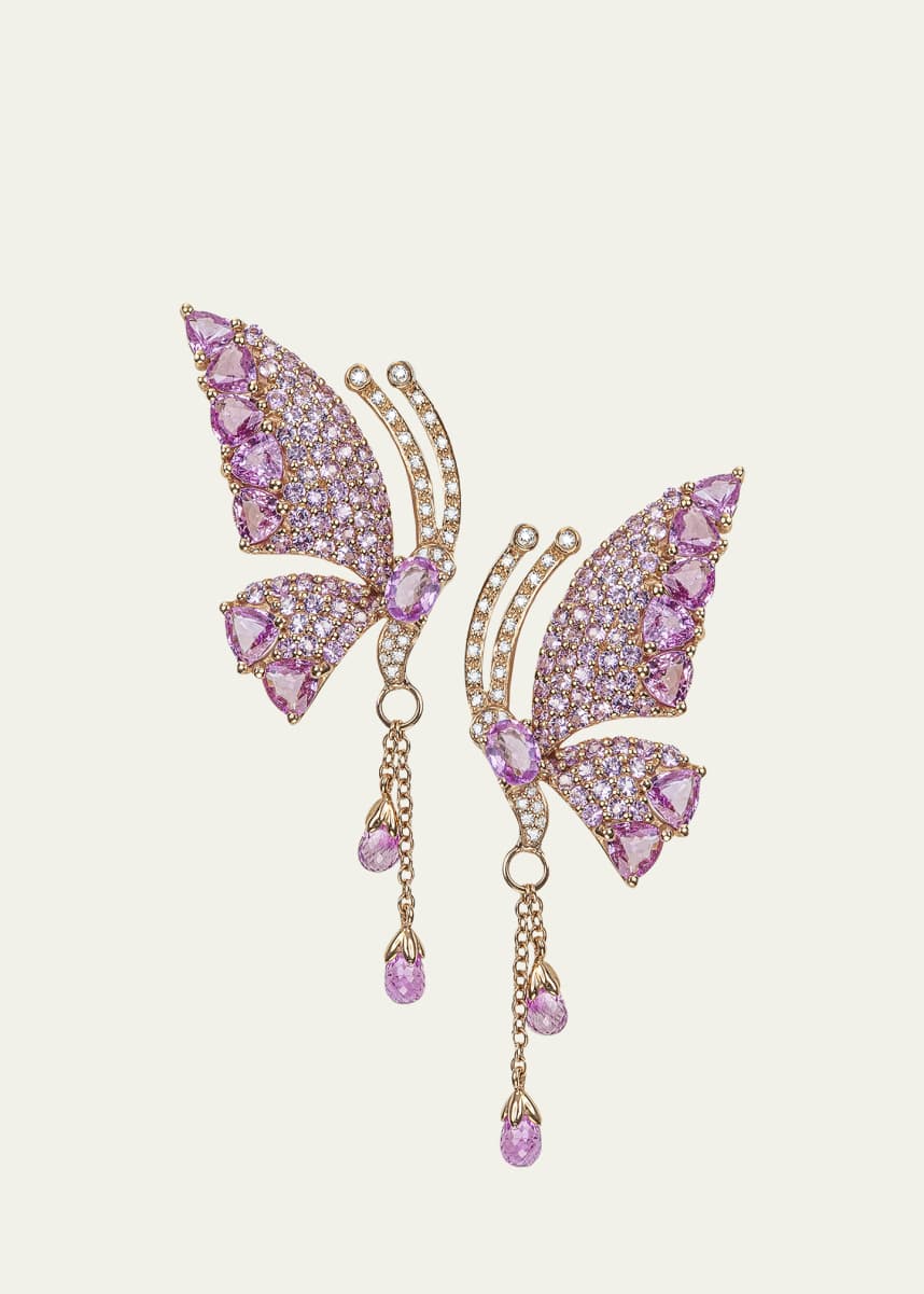 Stefere Rose Gold Pink Sapphire Earrings from The Butterfly Collection
