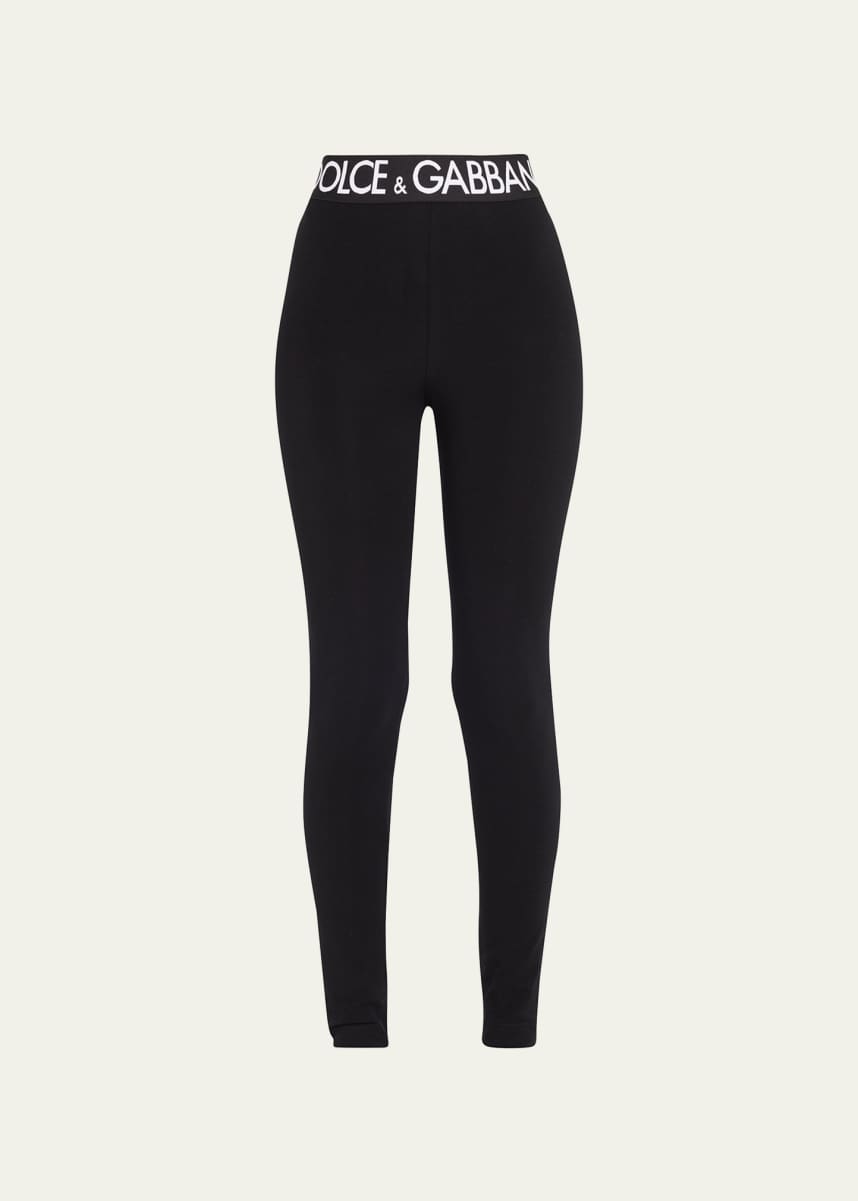 Dolce & Gabbana Black High Waist Stretch Pants Tights