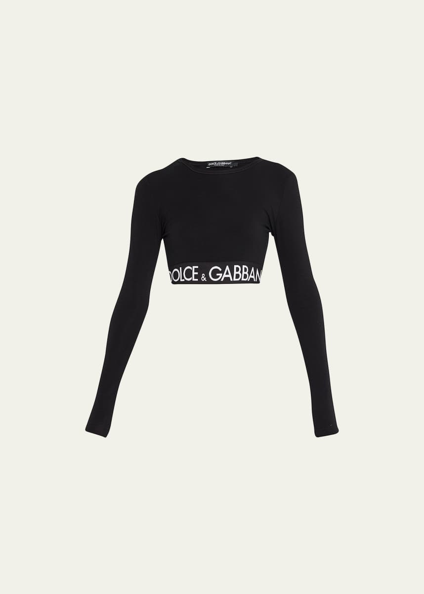 Dolce&Gabbana Branded Elastic Long-Sleeve Crop Top