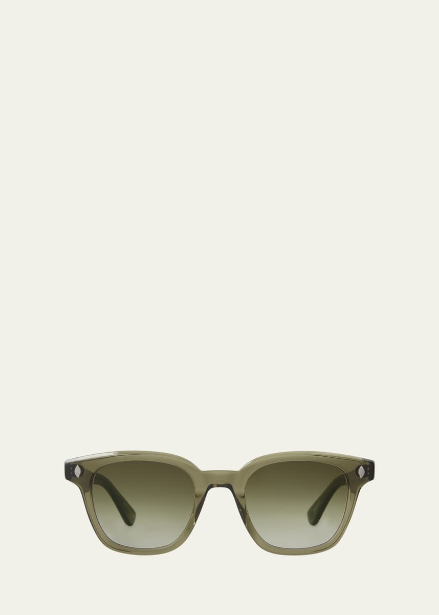 Garrett Leight Men's Broadway Sun Clear Acetate Rectangle Sunglasses