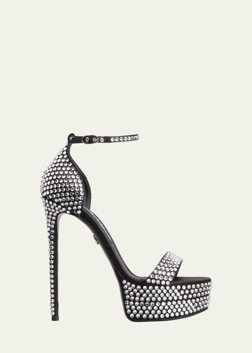 Dolce&Gabbana 105mm Strass Ankle-Strap Platform Sandals