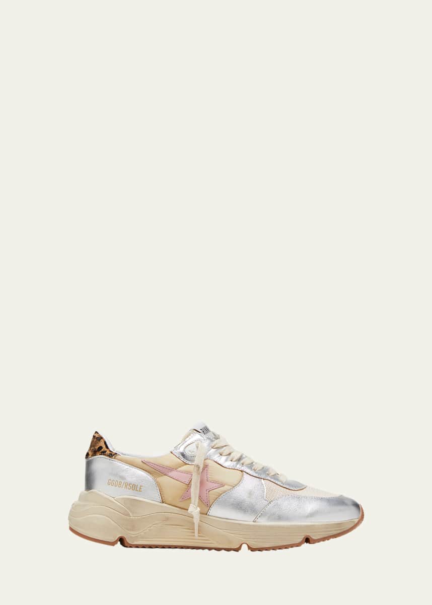 Golden Goose Star Dad Metallic Nylon Running Sneakers