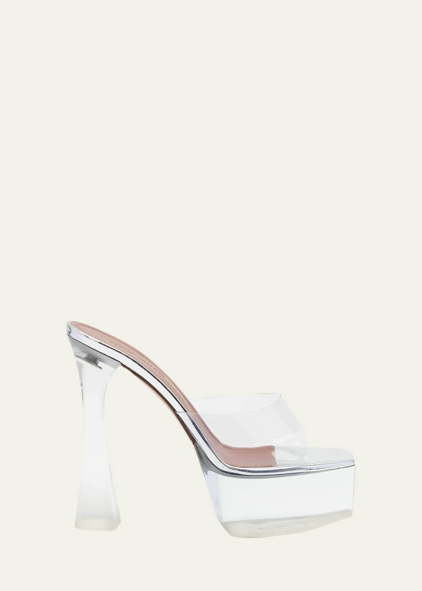 Amina Muaddi Dalida Transparent Platform Slide Sandals