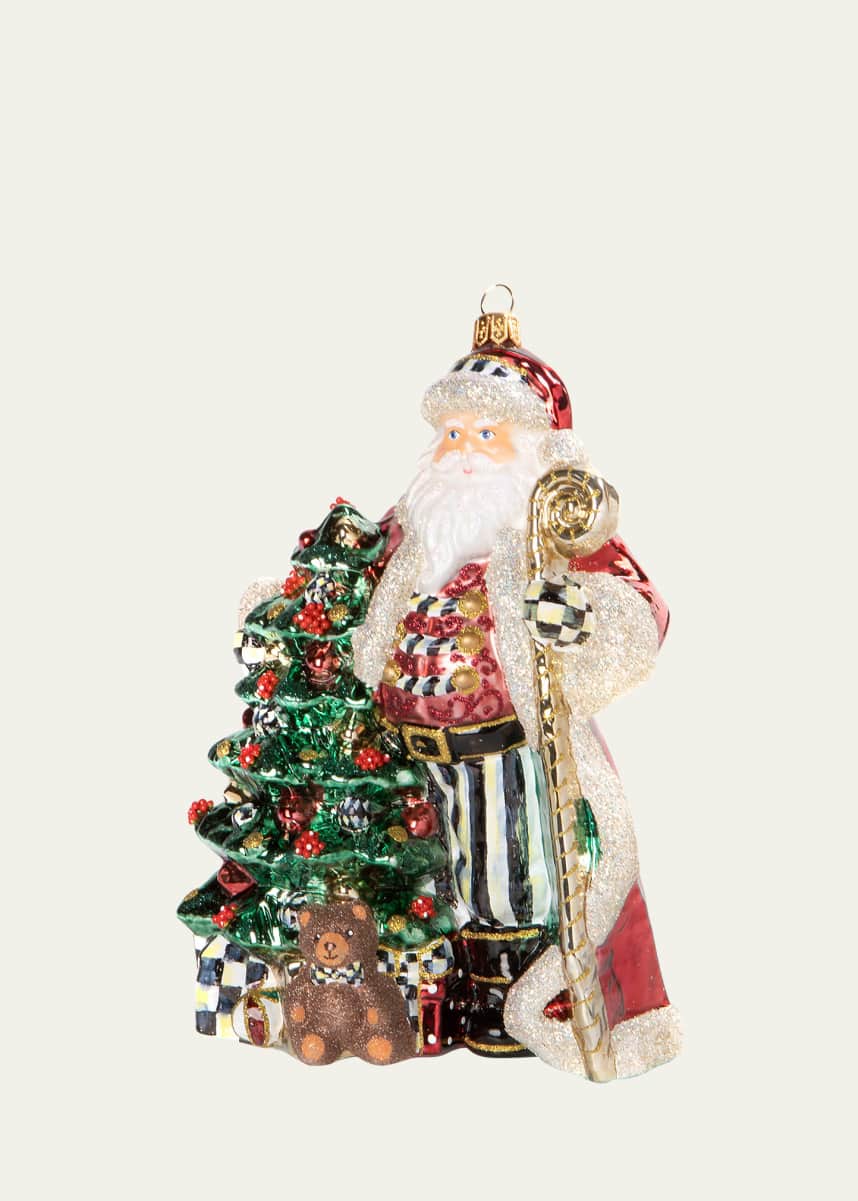MacKenzie-Childs Glass Christmas Magic Santa with Staff Ornament