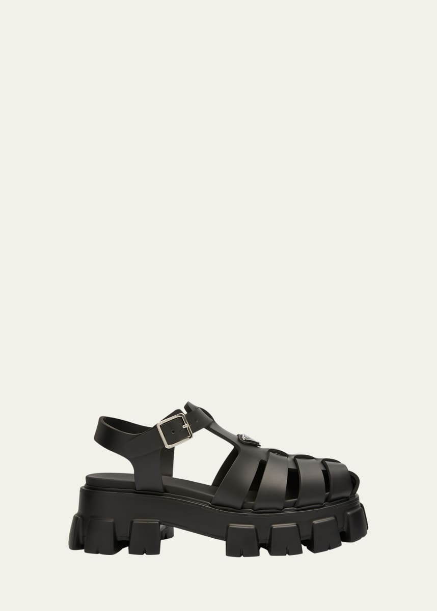 Prada Men's Monolith Rubber Chunky-Sole Fisherman Sandals