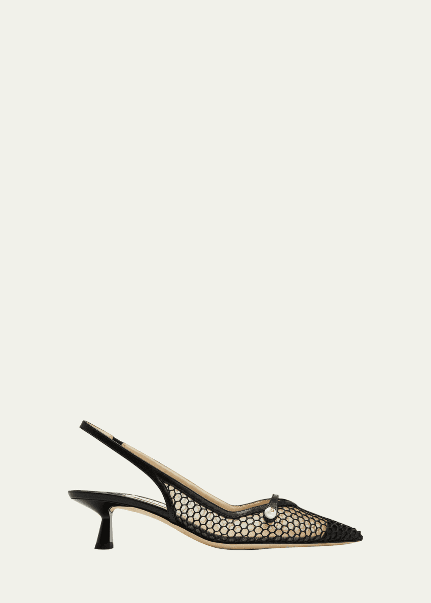 Jimmy Choo Amita Net Slingback Ballerina Pumps