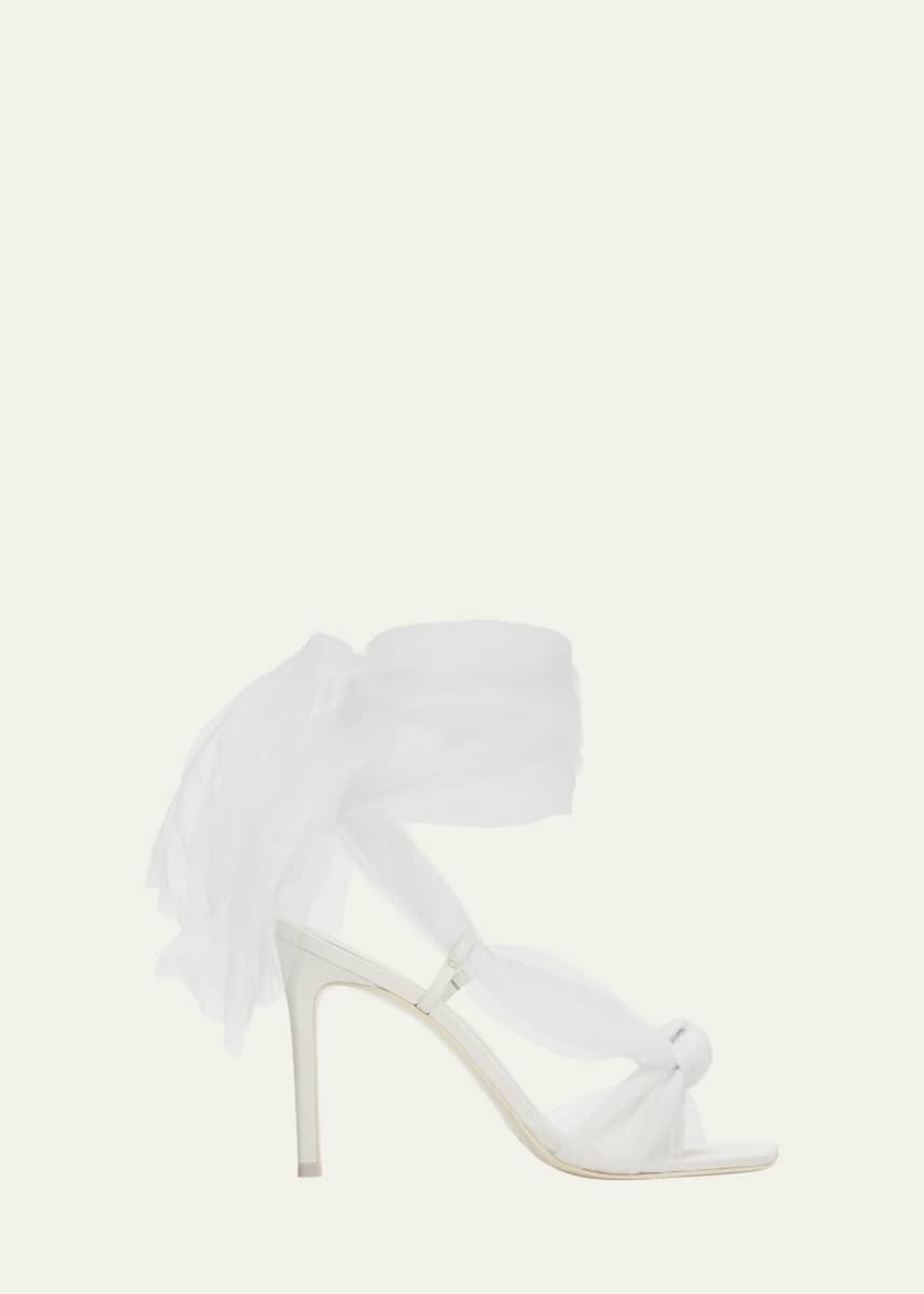 Mercedes Castillo Ruffle Knot Ankle-Wrap Sandals