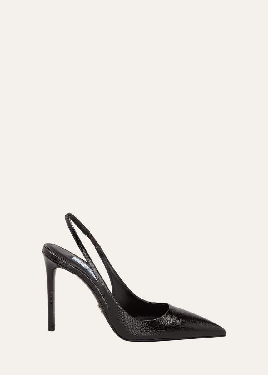 Prada 105mm Leather Slingback Pumps