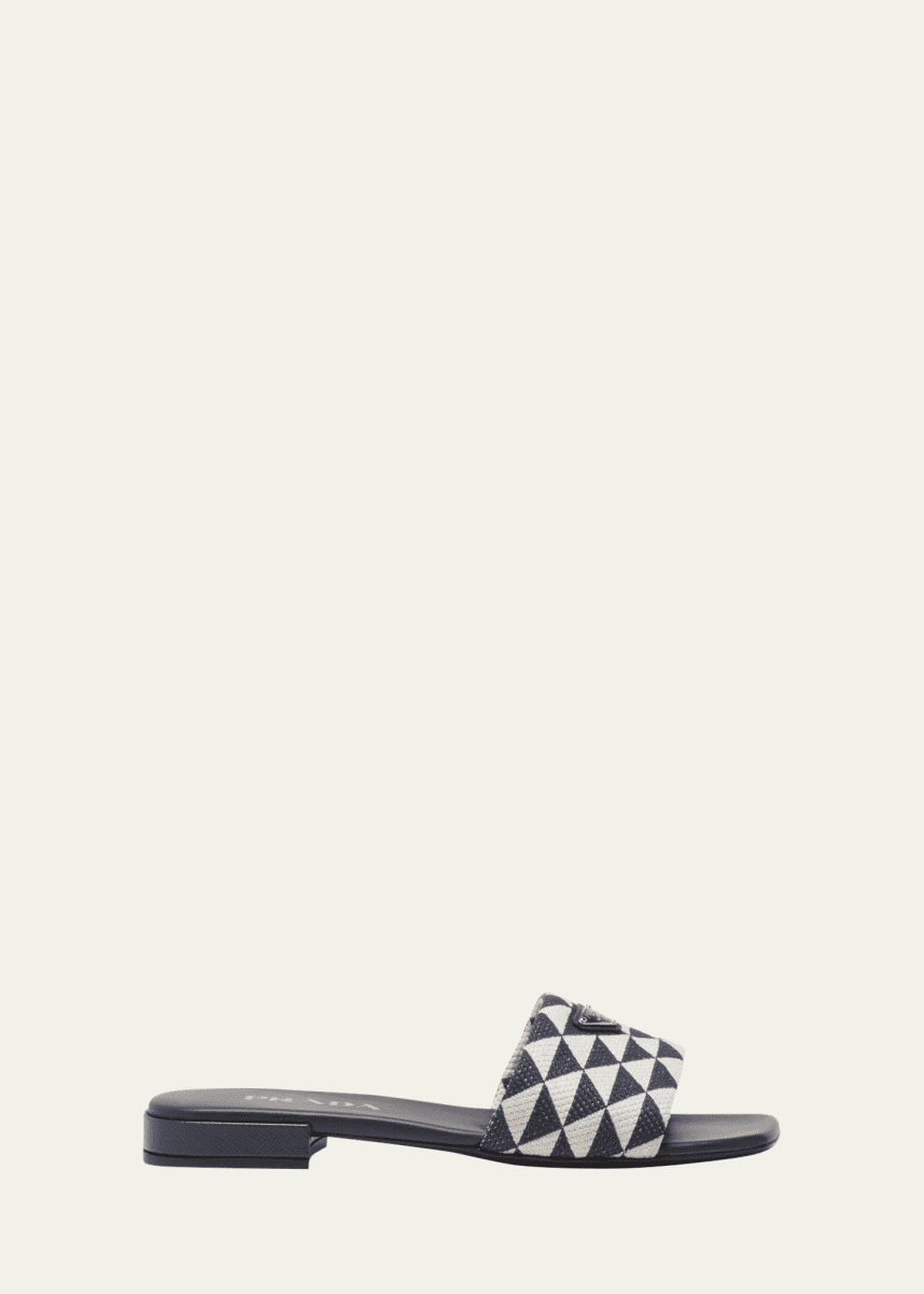 Prada Triangle Jacquard Flat Sandals