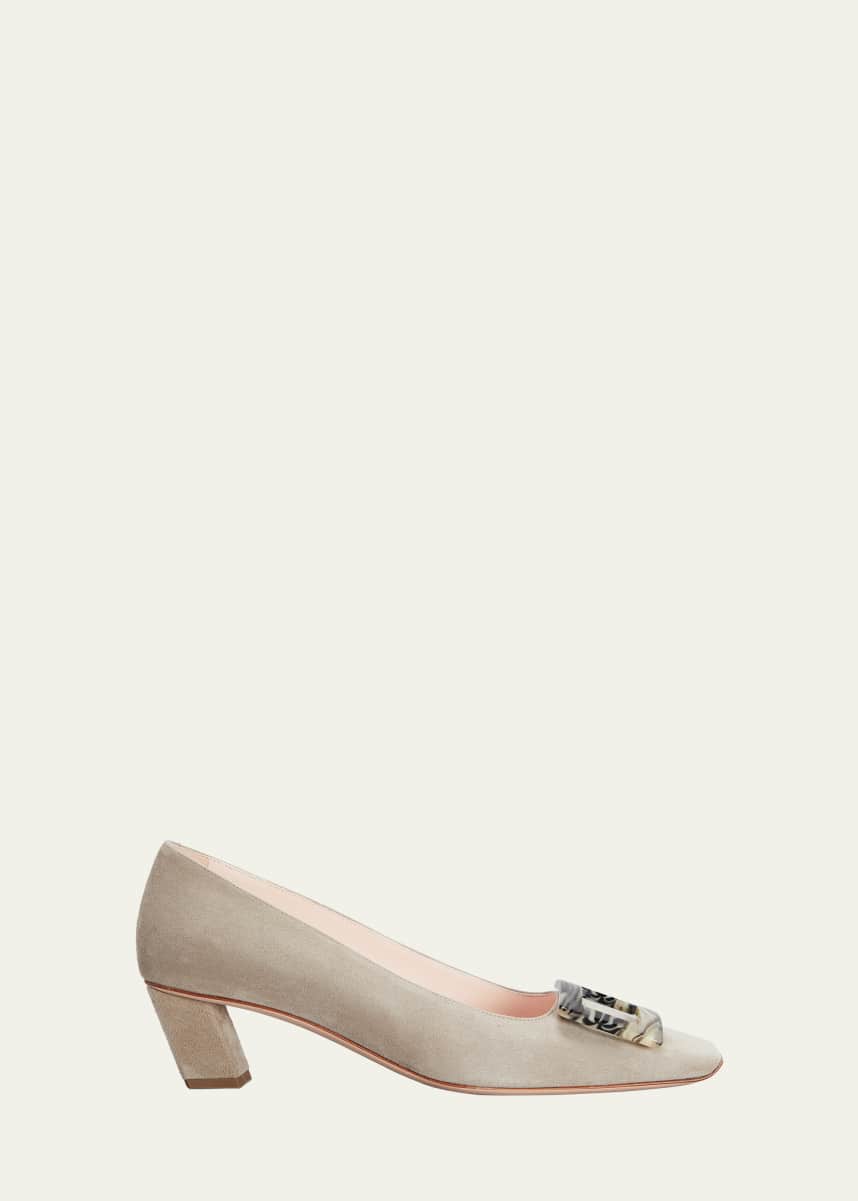 Roger Vivier Belle Vivier Suede Buckle Pumps