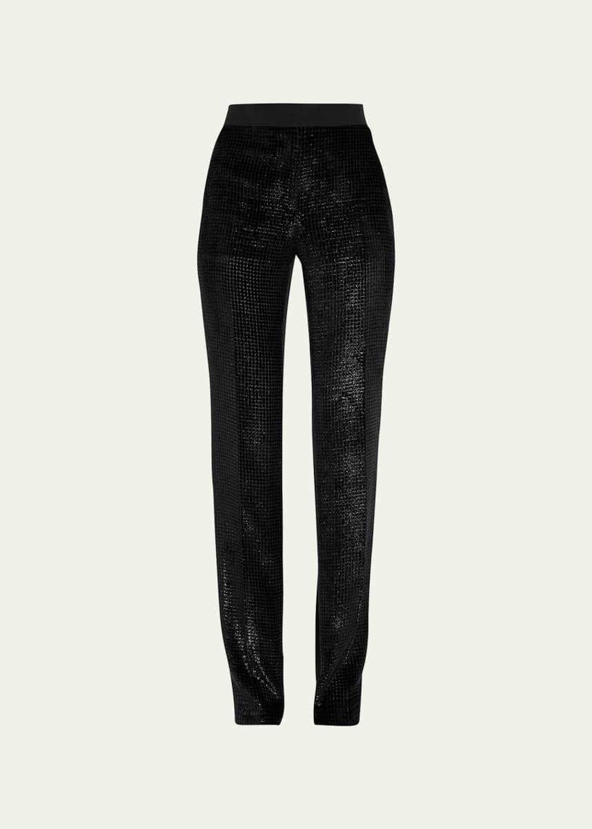 Akris Carl Grid Devoré Straight-Leg Pants