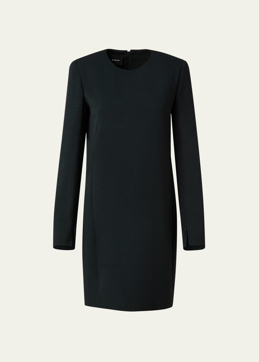 Akris Zip-Cuff Wool Double Face Sheath Dress