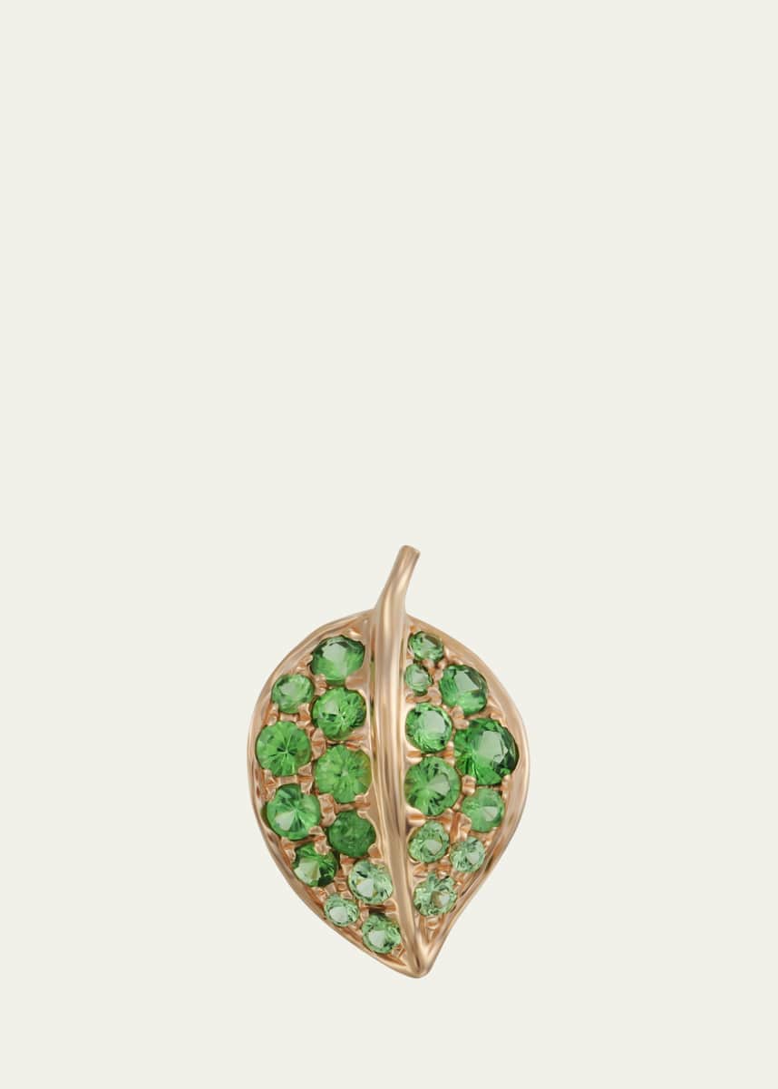 Mio Harutaka 18k Rose Gold Leaf Single Right Earring With Green Garnet