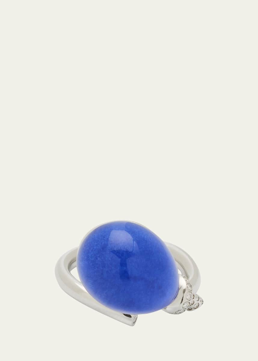 Vhernier Palloncini Mini Ring in White Gold Diamonds, Rock Crystal and Lapis
