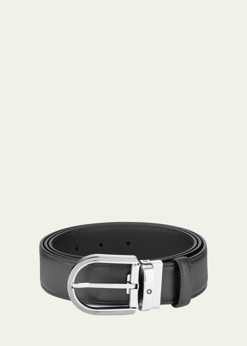 Montblanc Men's Horseshoe Buckle Leather Belt