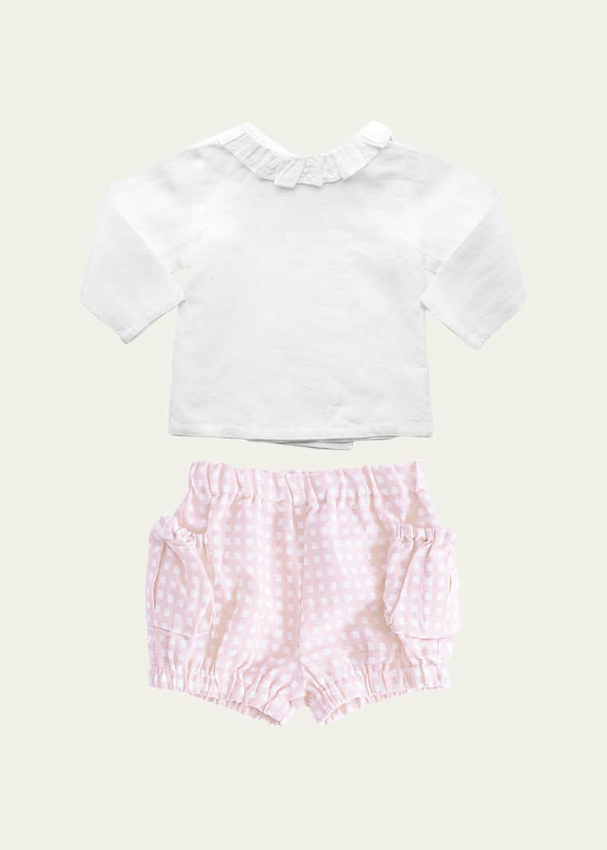 Louelle Girl's Two-Piece Blouse W/Shorts Set, Size Newborn-24M