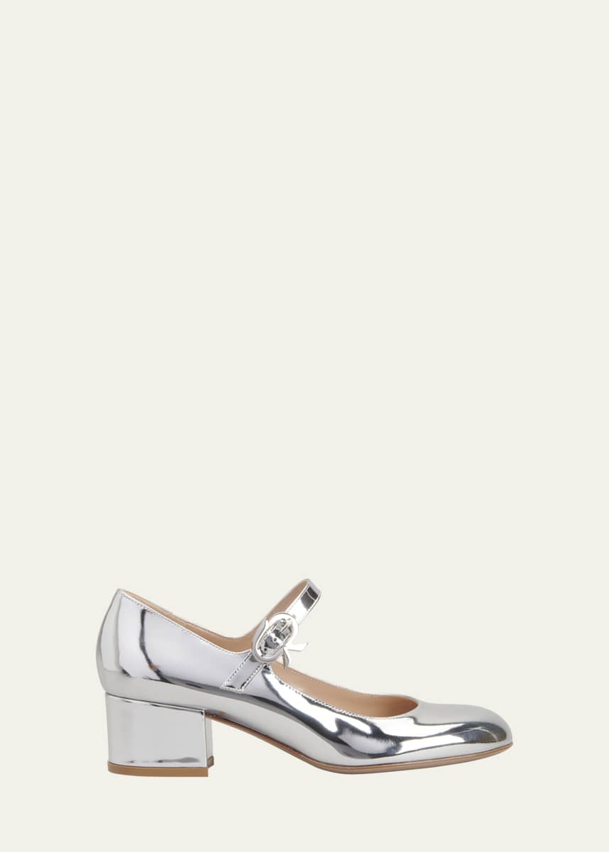 Gianvito Rossi Metallic Mary Jane Ballerina Pumps