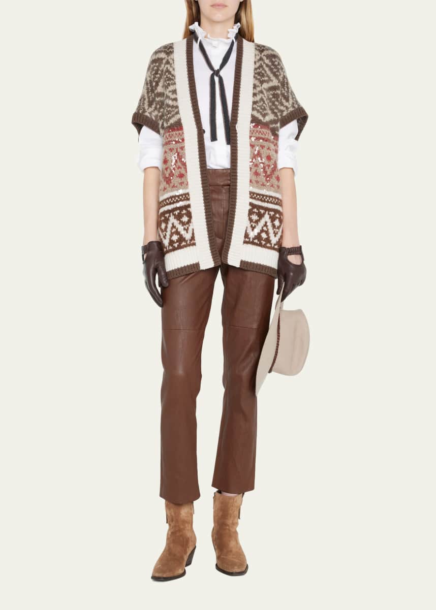 Brunello Cucinelli Buckled Cardigan with Epaulettes Taupe