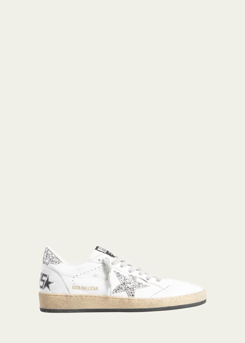 Golden Goose Ballstar Leather Glitter Sneakers