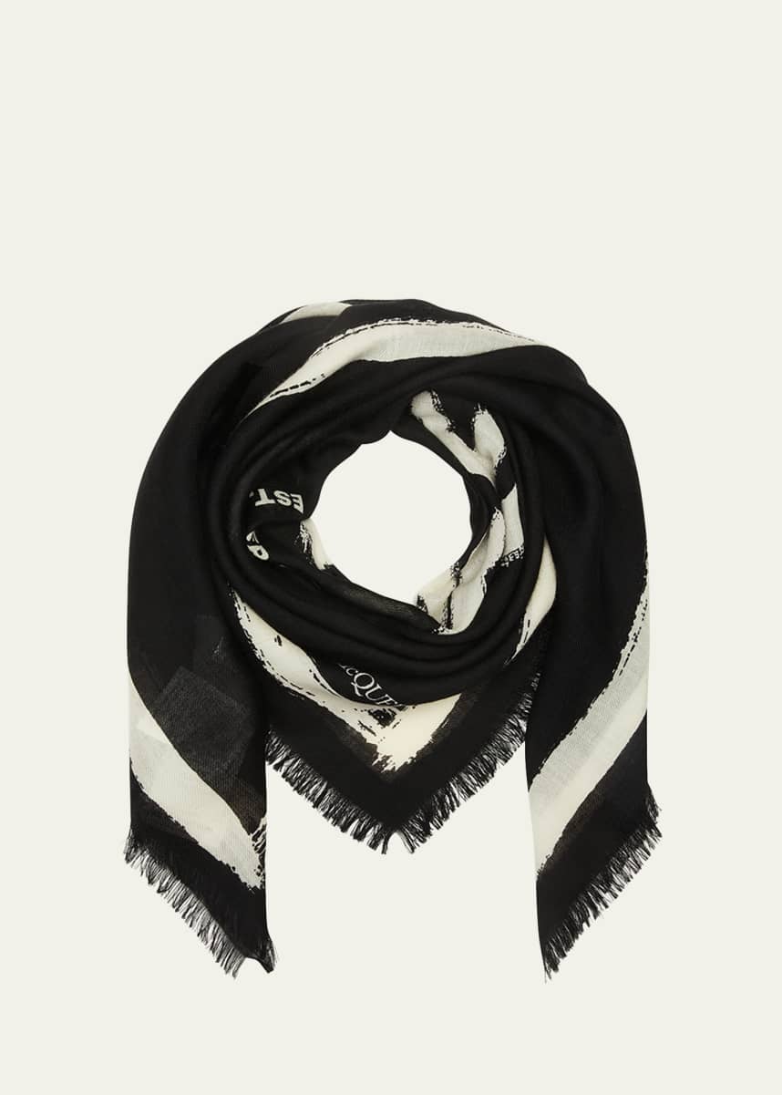 McQueen Graffiti Logo Wool Scarf