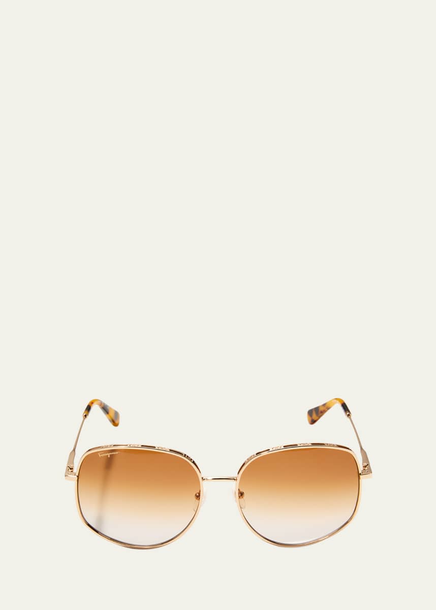 Ferragamo Round Metal Sunglasses
