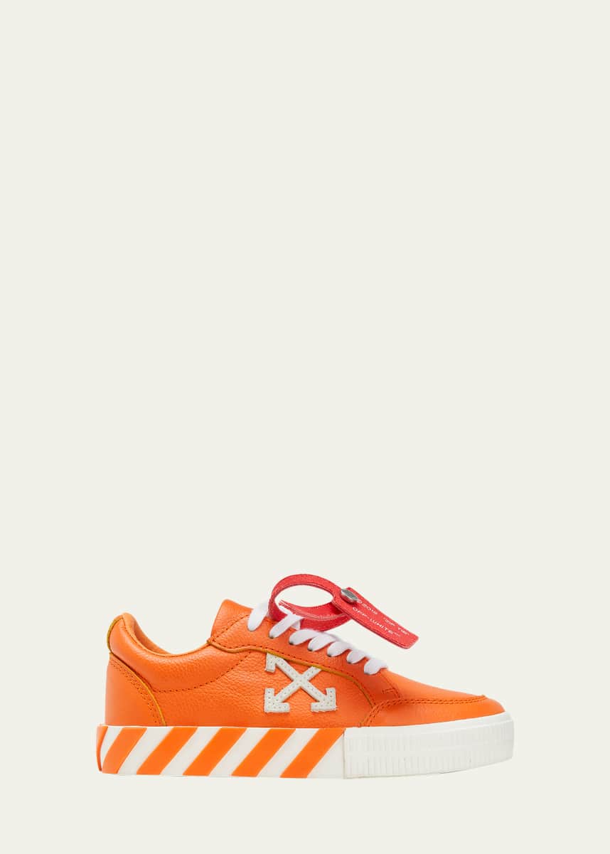 Off-White Kid's Arrow Leather Low-Top Sneakers, Size Toddlers/Kids