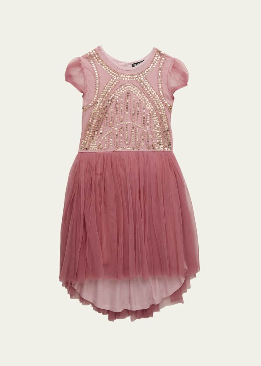 Bardot Girl's Taylor Embellished Tulle Open Back Dress, Size 4-10
