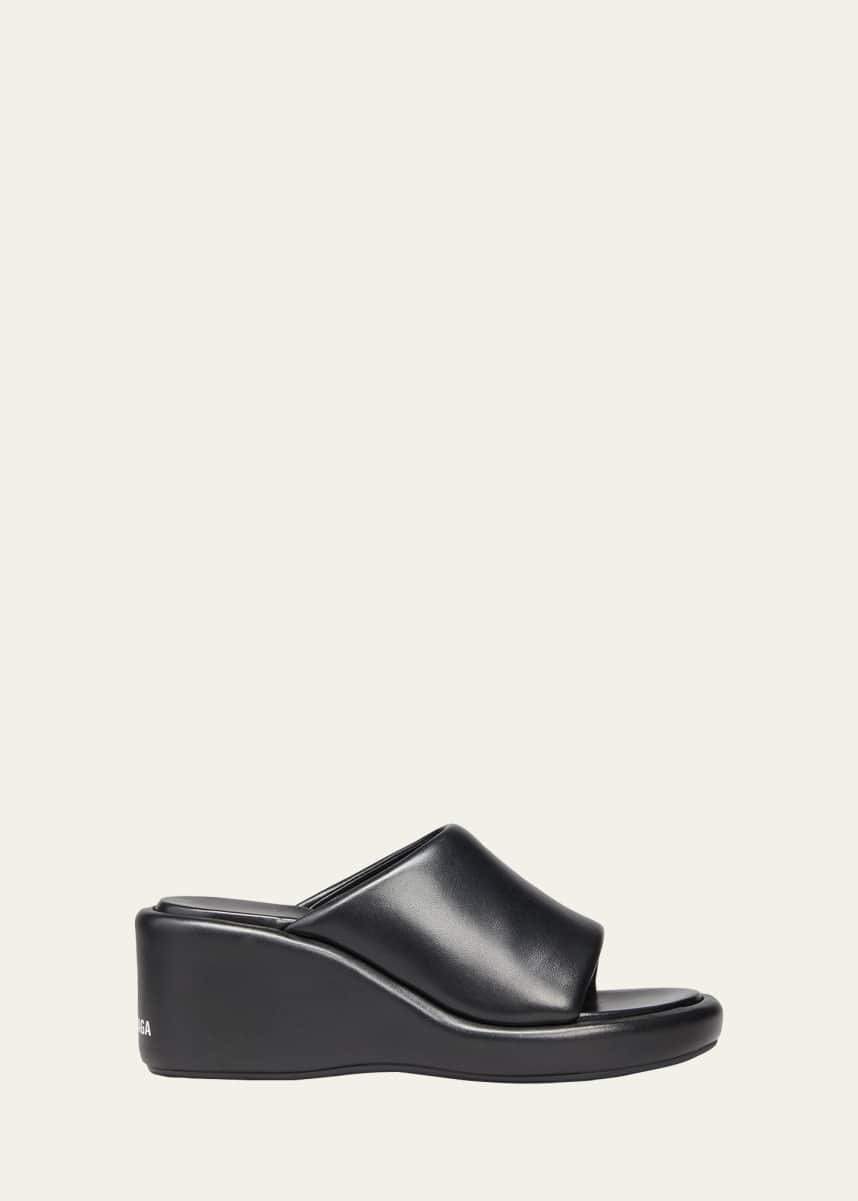 Balenciaga Rise Lambskin Wedge Slide Sandals