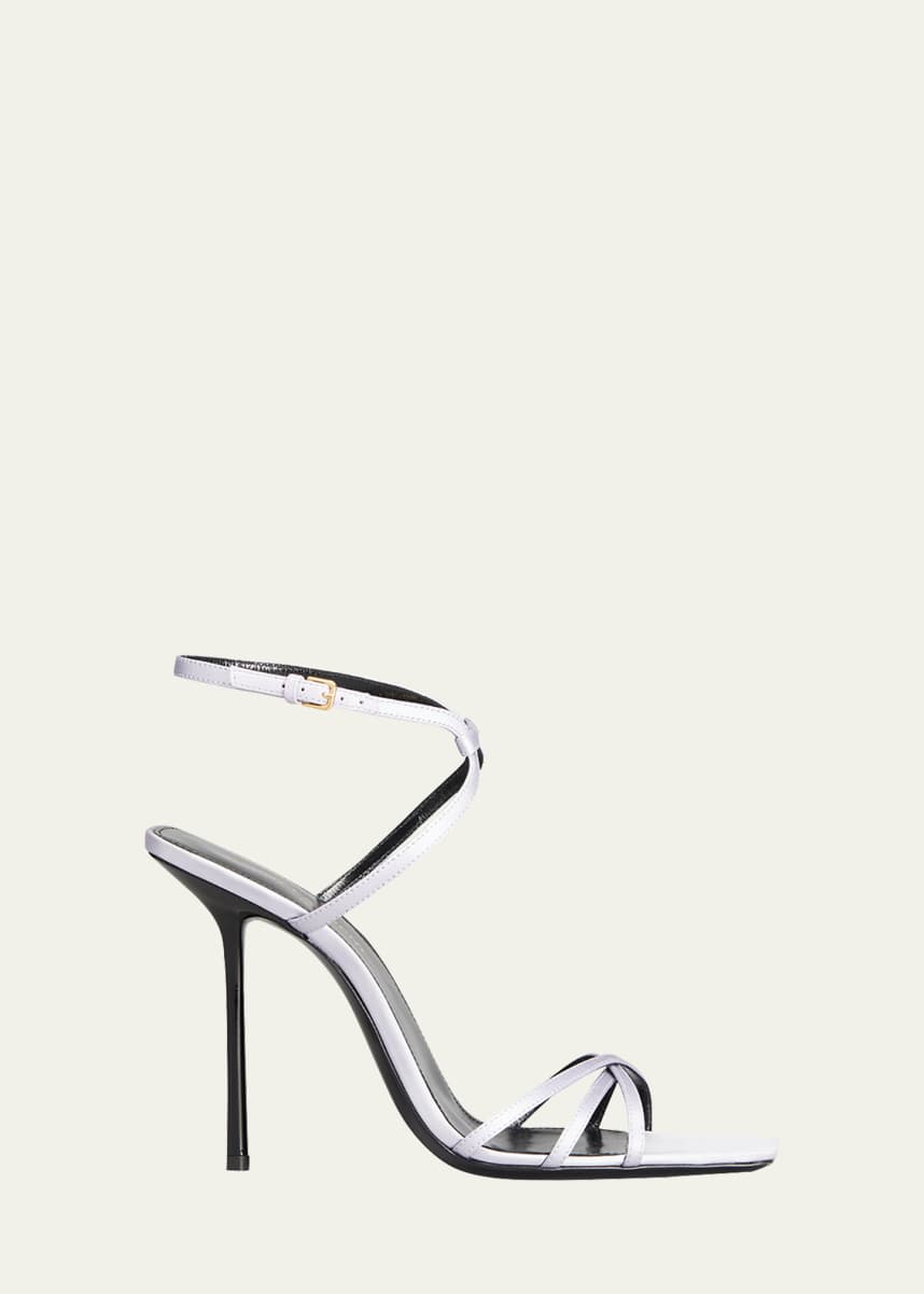 Saint Laurent Nuit Silk Ankle-Strap Sandals