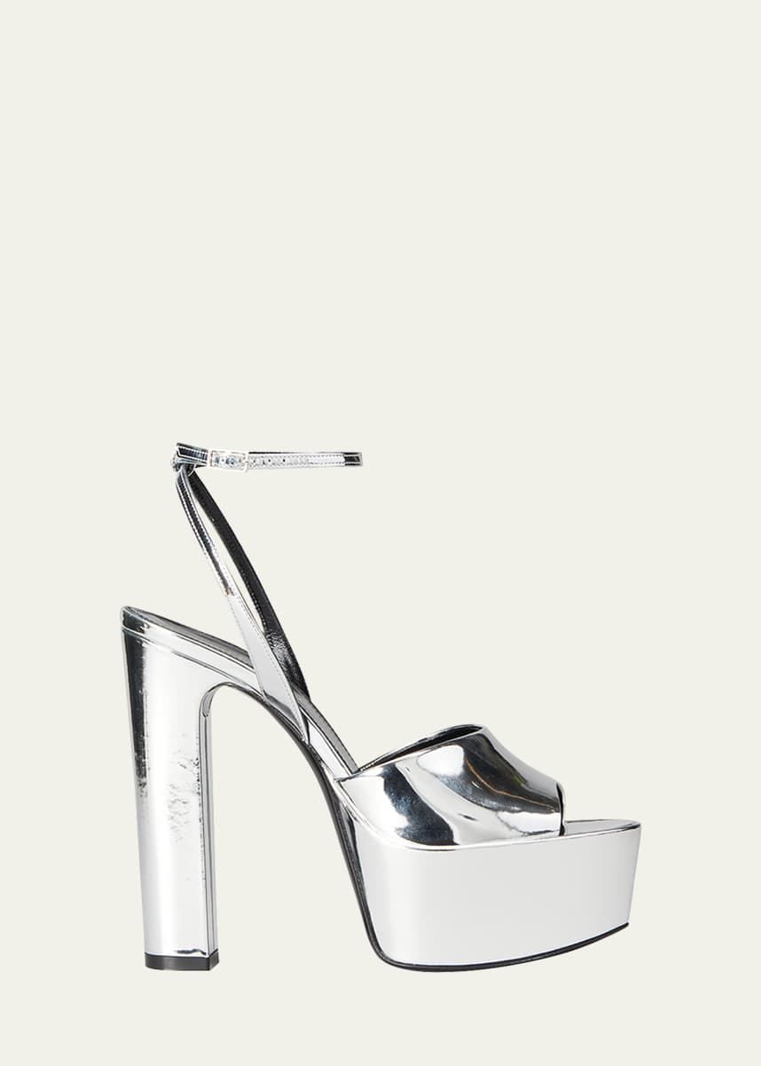 Saint Laurent Jodie Metallic Platform Sandals