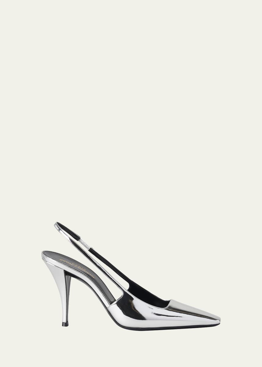 Saint Laurent Blade Metallic Slingback Pumps