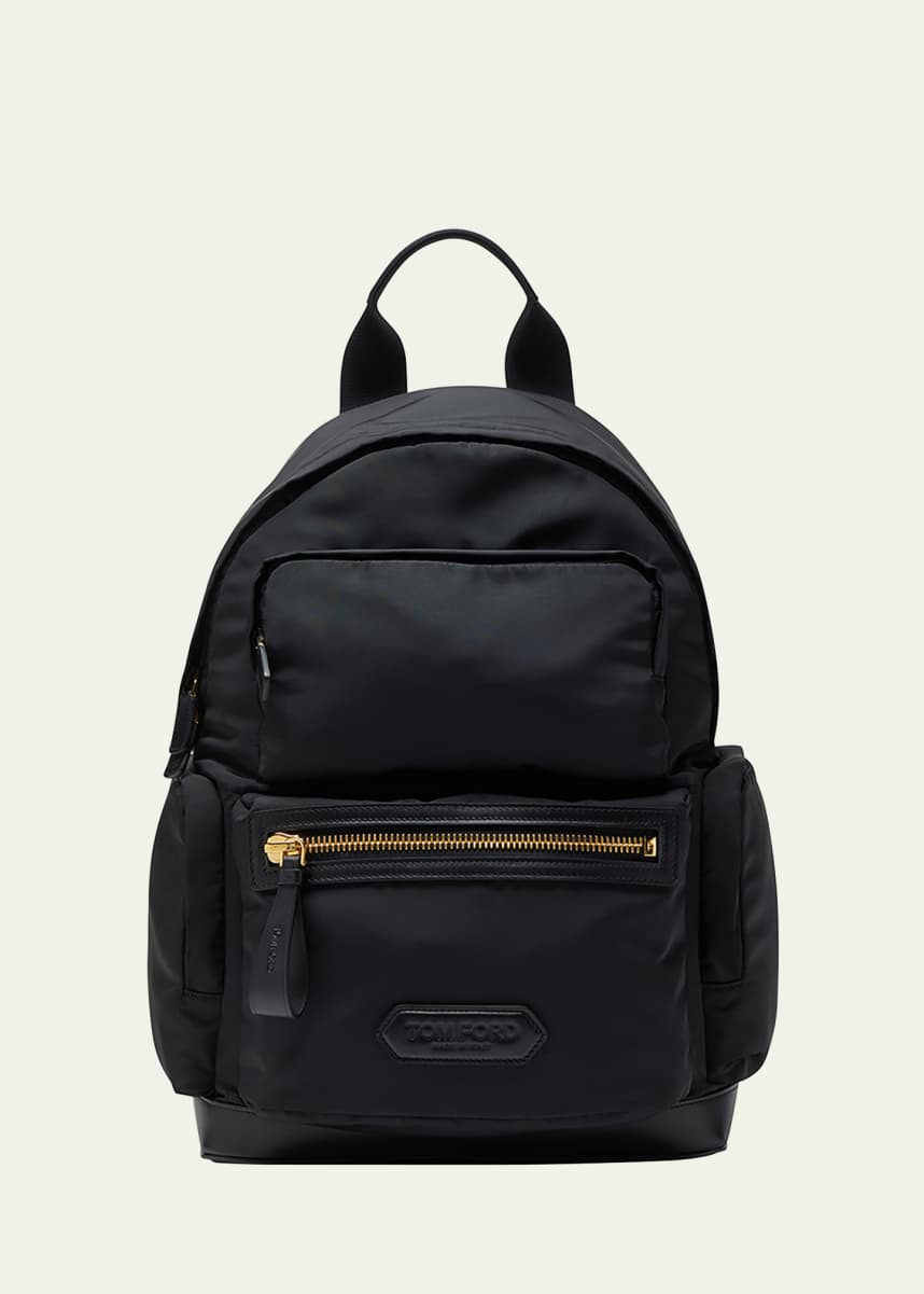 TOM FORD Men's Leather-Trim Recycled Nylon Backpack