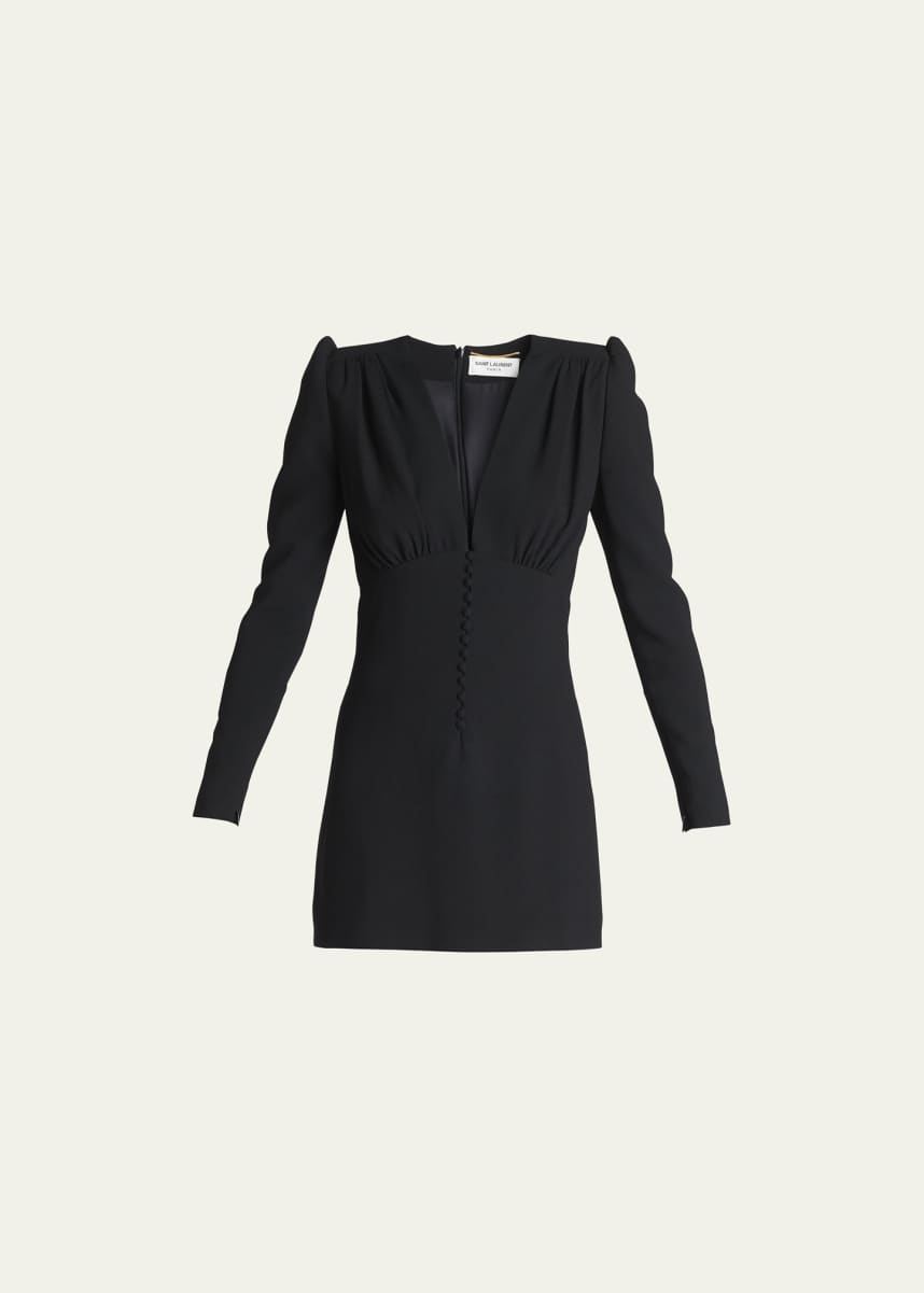 Saint Laurent Plunging Crepe Mini Dress