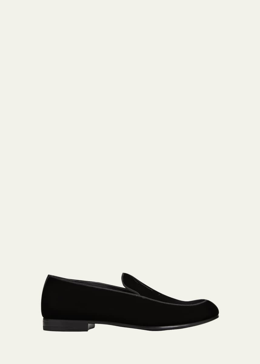 Giorgio Armani Men's Velvet GA-Logo Formal Loafers