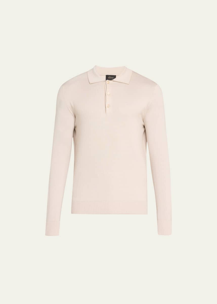 Brioni Men's Wool-Silk Polo Shirt