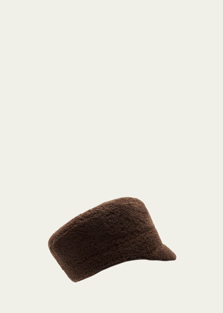 Gushlow and Cole Curly Merino Shearling & Leather Cap