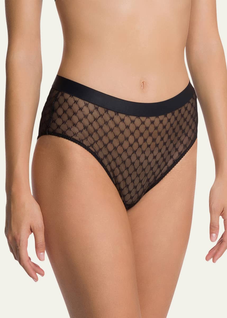 Wolford Sheer Logo-Embroidered Modern Brief