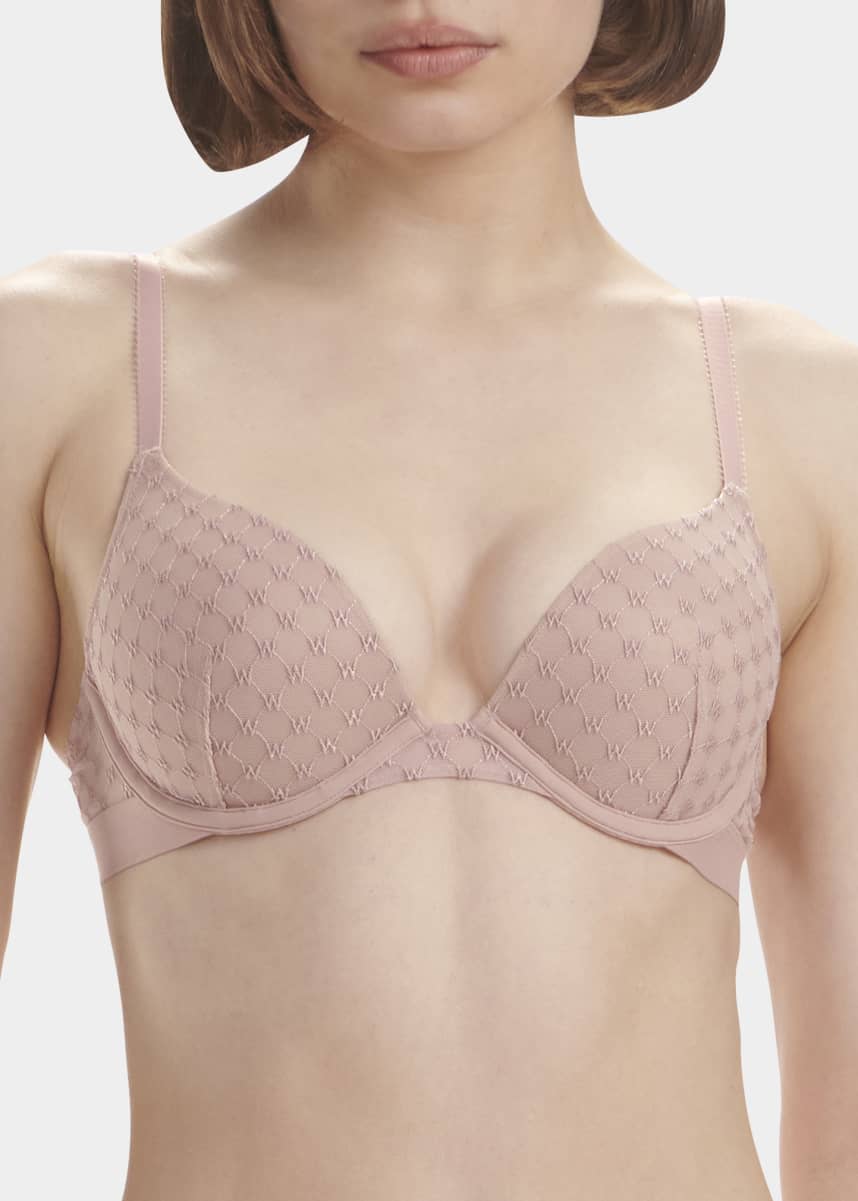 Wolford Sheer Logo-Embroidered Push-Up Bra