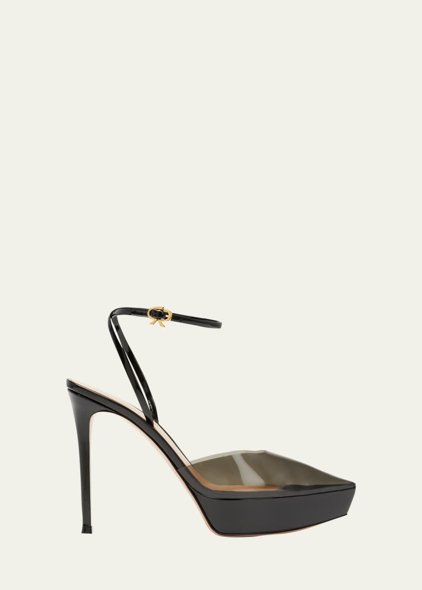 Gianvito Rossi Plexi Ankle-Strap Platform Pumps