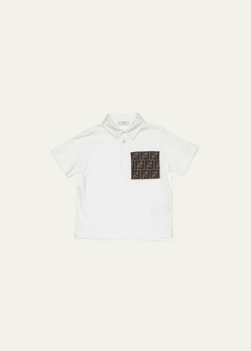 Fendi Boy's FF Logo Polo Shirt, Size 3-6