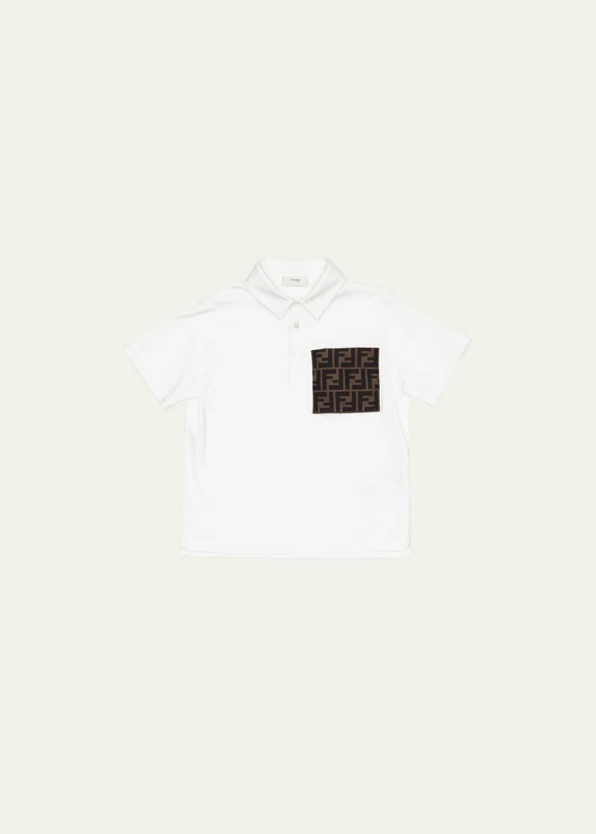 Fendi Boy's FF Logo Polo Shirt, Size 8-14