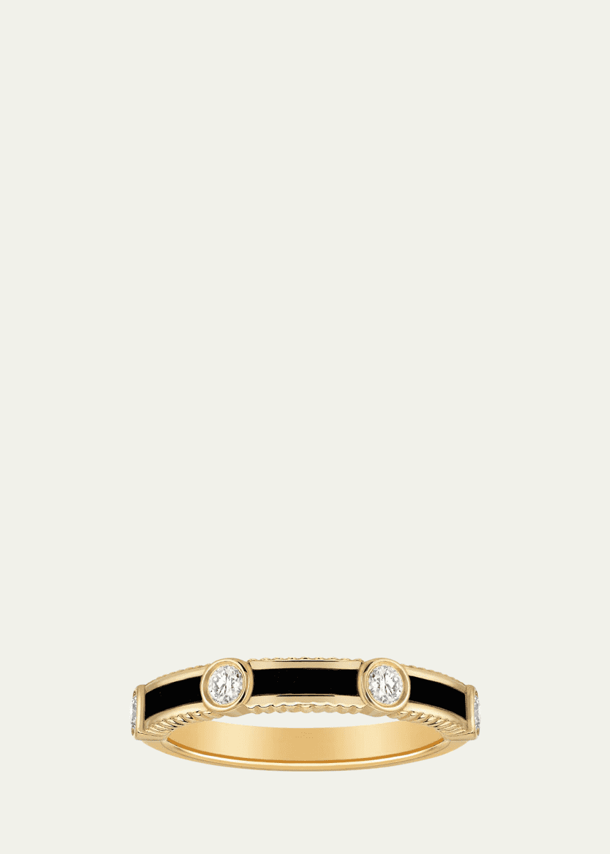 Viltier Rayon Ring in Onyx, Yellow Gold and Diamonds